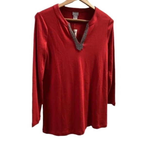 Chico's fabulously red 100% pima cotton tunic size 4 - Picture 3 of 7
